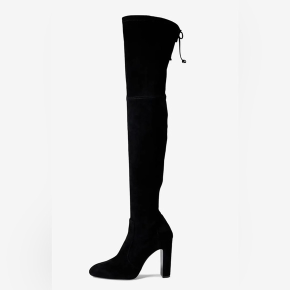 STUART WEITZMAN Vidaland 100MM Suede Over-the-Knee Boots, black, size 7.5 - Picture 11 of 12